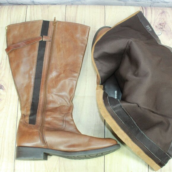 *Unknown Brown Leather Back Zip Knee High Riding Boots Size 11EEE - Picture 12 of 14